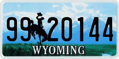 WY license plate 9920144
