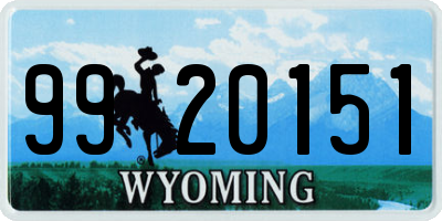 WY license plate 9920151