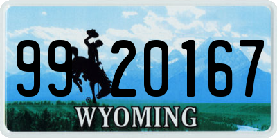 WY license plate 9920167