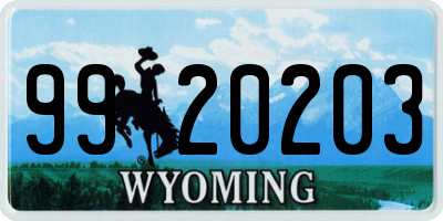 WY license plate 9920203