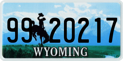 WY license plate 9920217