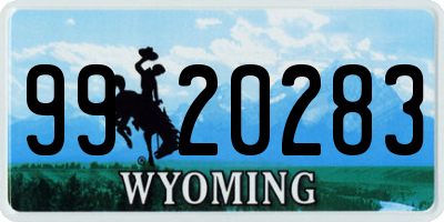 WY license plate 9920283