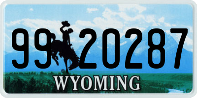 WY license plate 9920287