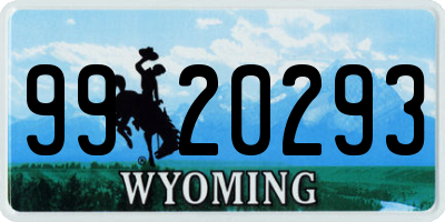 WY license plate 9920293