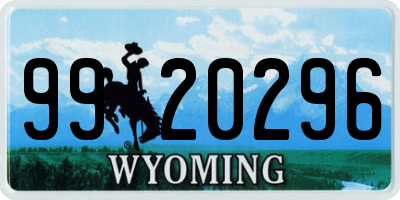 WY license plate 9920296