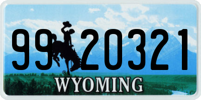 WY license plate 9920321