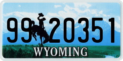 WY license plate 9920351