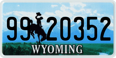 WY license plate 9920352