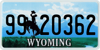 WY license plate 9920362