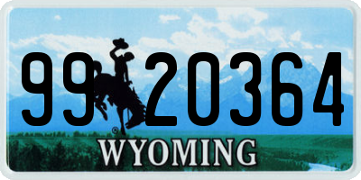 WY license plate 9920364