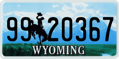 WY license plate 9920367