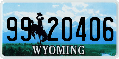 WY license plate 9920406