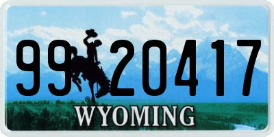 WY license plate 9920417