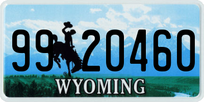 WY license plate 9920460