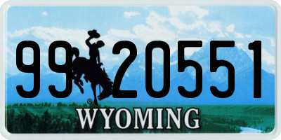 WY license plate 9920551