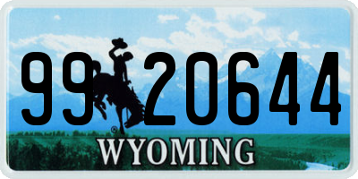 WY license plate 9920644