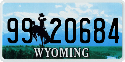 WY license plate 9920684