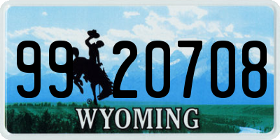WY license plate 9920708