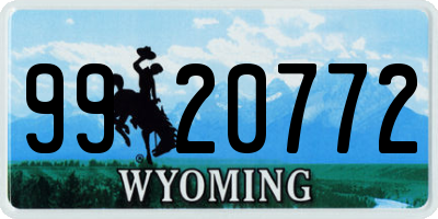 WY license plate 9920772
