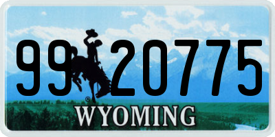 WY license plate 9920775