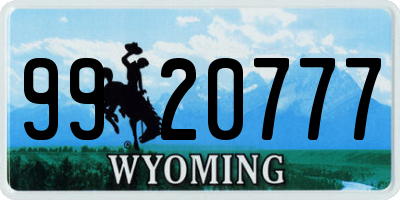 WY license plate 9920777