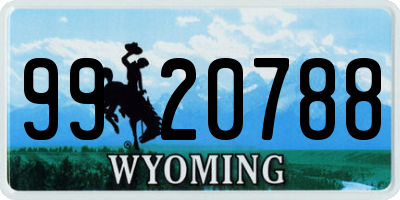 WY license plate 9920788