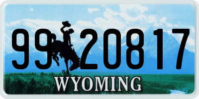 WY license plate 9920817