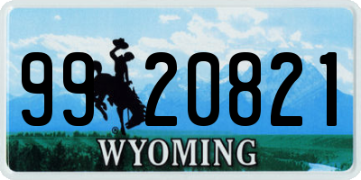WY license plate 9920821