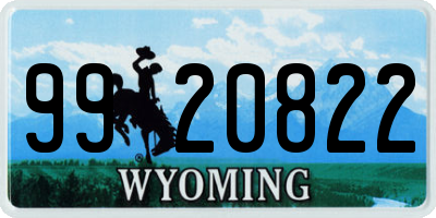 WY license plate 9920822