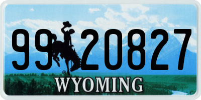 WY license plate 9920827