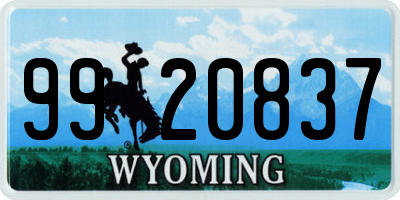 WY license plate 9920837