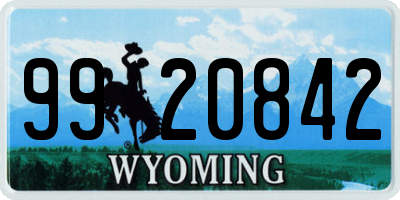 WY license plate 9920842