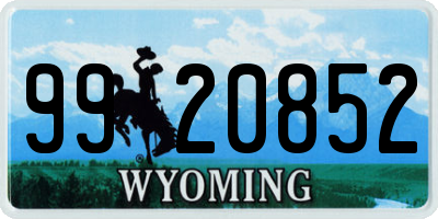 WY license plate 9920852