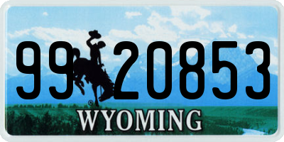 WY license plate 9920853