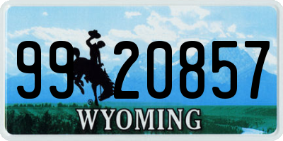 WY license plate 9920857