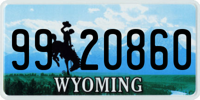 WY license plate 9920860