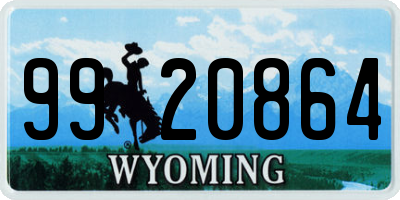 WY license plate 9920864
