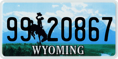 WY license plate 9920867