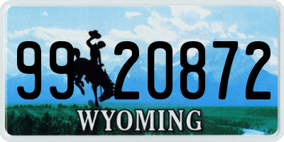 WY license plate 9920872