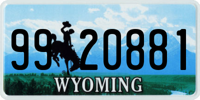 WY license plate 9920881