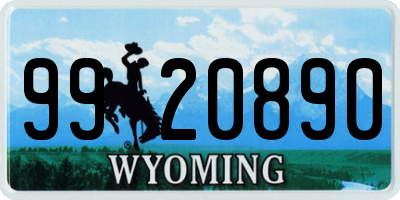 WY license plate 9920890
