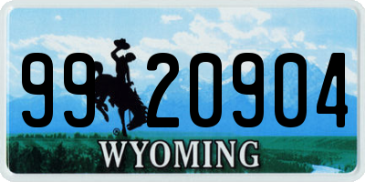 WY license plate 9920904