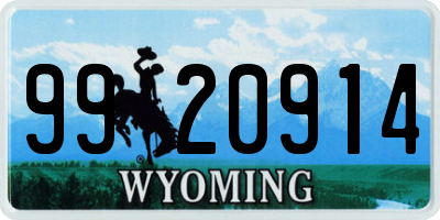 WY license plate 9920914