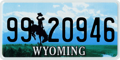 WY license plate 9920946