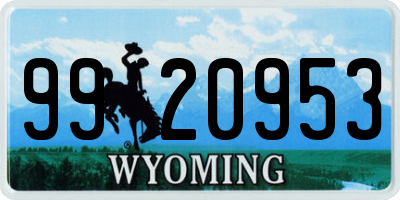 WY license plate 9920953