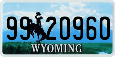 WY license plate 9920960