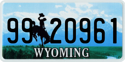 WY license plate 9920961
