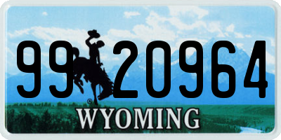 WY license plate 9920964