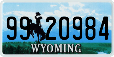 WY license plate 9920984