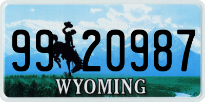 WY license plate 9920987
